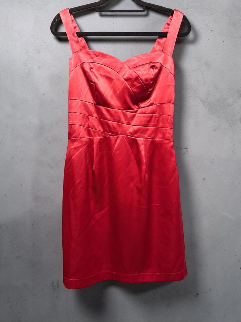 Romy Red Satin Mini Dress with Sweetheart Bodice